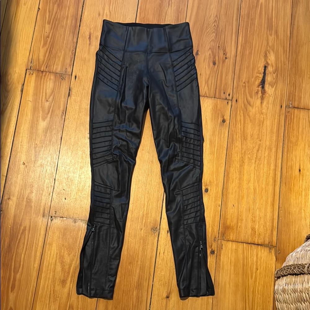 Athleta Faux Leather Moto Leggings